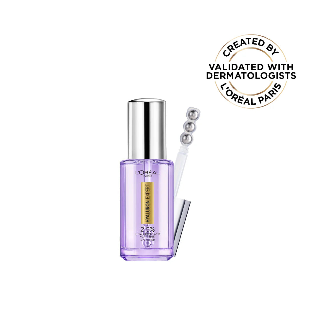 L’Oréal Paris, Hyaluron Expert Eye Serum, Targeted Eye Contour Treatment for Hydration and Plump, with Hyaluronic Acid and Caffeine, 20ml