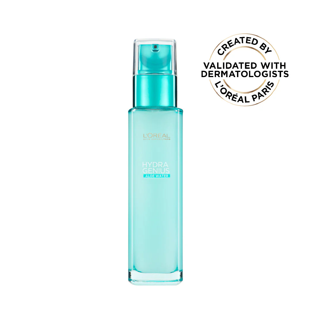 L'Oréal, Paris Hydra Genius Eau d'Aloe Vera et Acide Hyaluronique Hydratant Liquide 72H, Pour Peaux Sèches et Sensibles