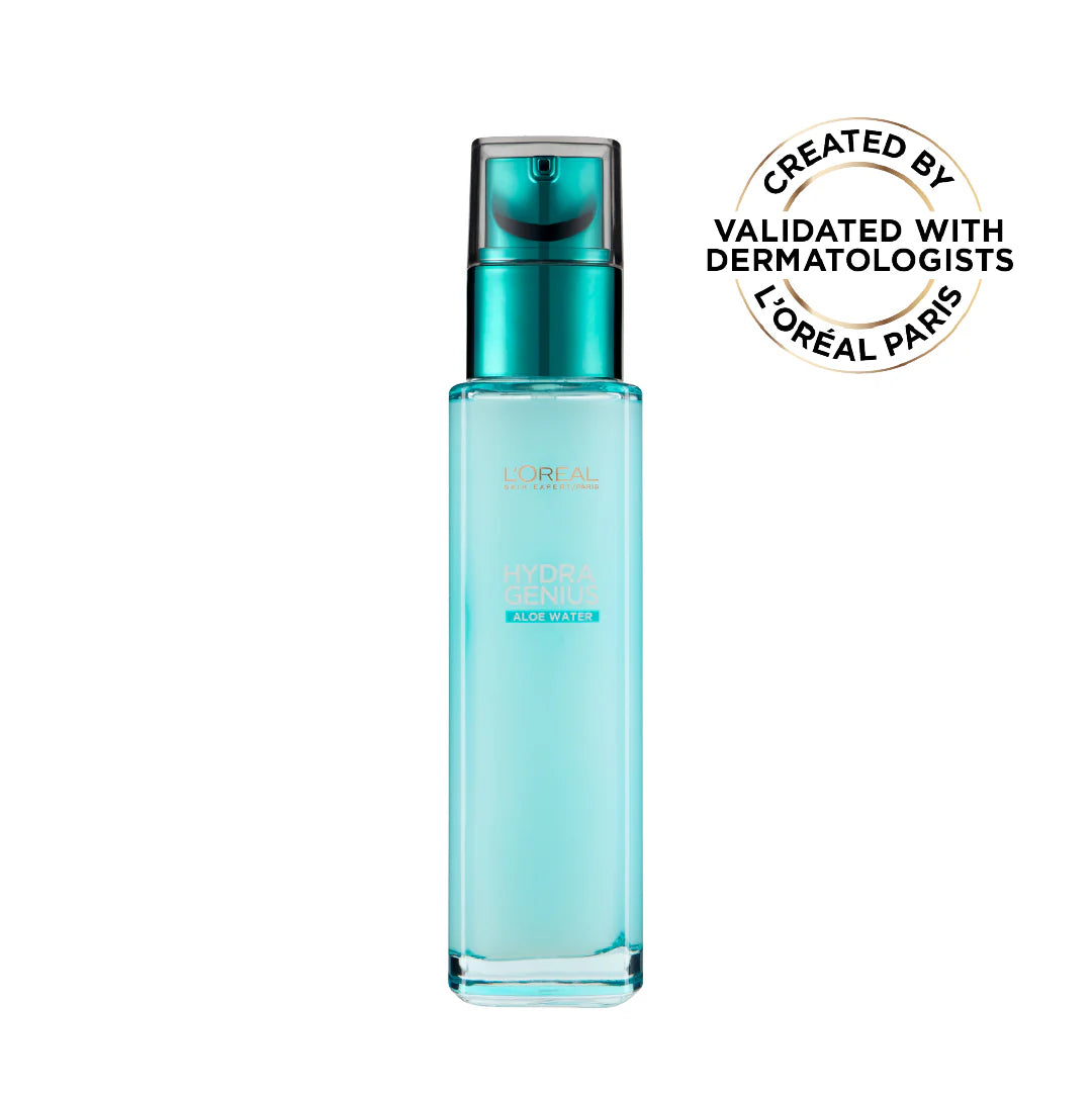 L'Oréal, Paris Hydra Genius Eau d'Aloe Vera et Acide Hyaluronique Hydratant Liquide 72H, Pour Peaux Normales à Mixtes