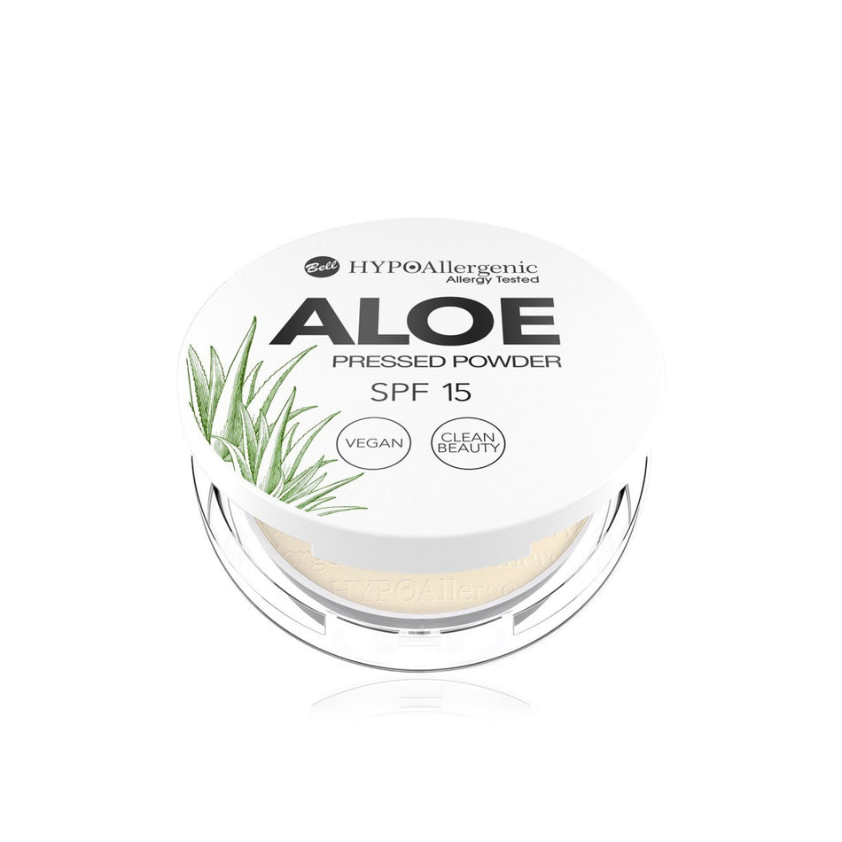 بودرة بيل المضغوطة المضادة للحساسية بخلاصة الصبار بعامل حماية من الشمس 15
