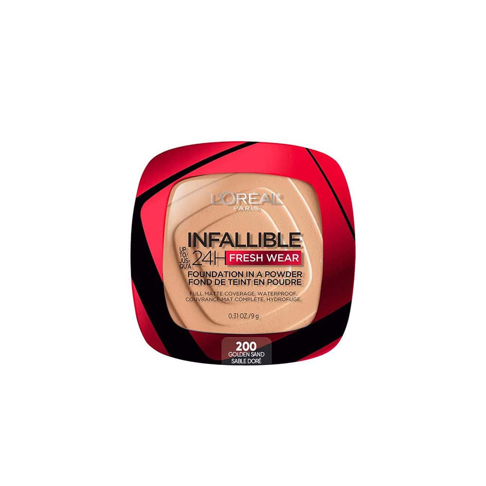 L’Oreal, Paris Infallible Up to 24H Fresh Wear Foundation in a Powder- Waterproof, Heatproof, Sweatproof