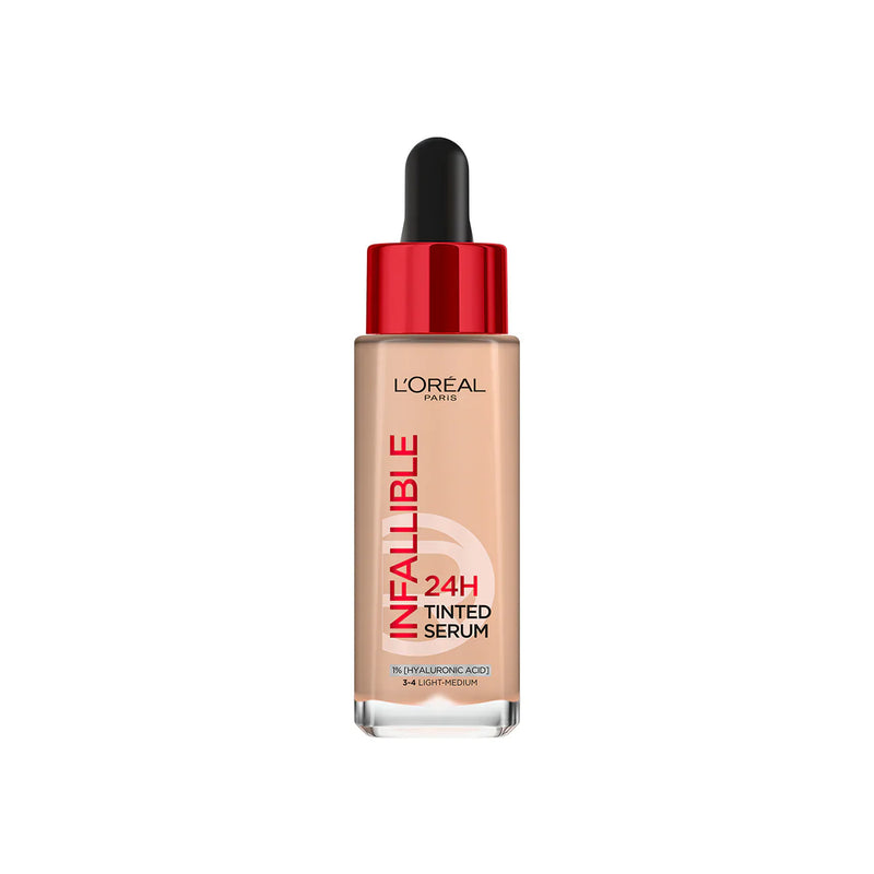 L’Oreal, Paris Infallible 24H Tinted Serum with 1% Hyaluronic Acid for Radiant Hydrated Skin, Light to Medium Coverage