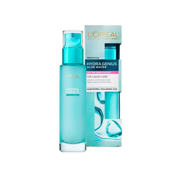 L'Oreal, Paris Hydra Genius Aloe Water and Hyaluronic Acid 72H Liquid Moisturizer, For Dry & Sensitive Skin