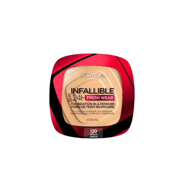 L’Oreal, Paris Infallible Up to 24H Fresh Wear Foundation in a Powder- Waterproof, Heatproof, Sweatproof