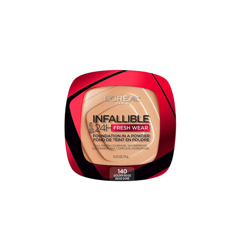 L’Oreal, Paris Infallible Up to 24H Fresh Wear Foundation in a Powder- Waterproof, Heatproof, Sweatproof