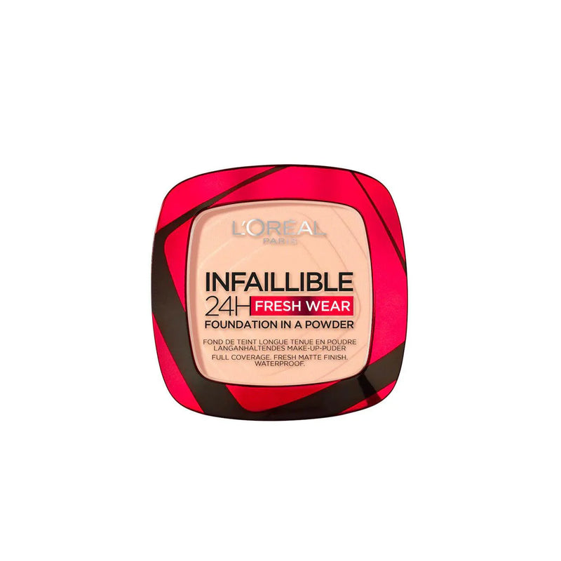 L’Oreal, Paris Infallible Up to 24H Fresh Wear Foundation in a Powder- Waterproof, Heatproof, Sweatproof