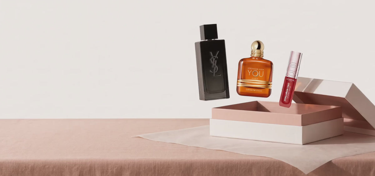 Load video: Perfume, makeup and skincare on the Jack Gifts counter, being wrapped for a customer